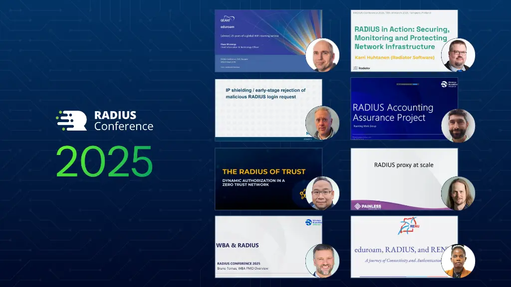 Making history: speakers at the first-ever RADIUS Conference, March 2025, where authentication experts gathered to tackle the industry's biggest challenges together 